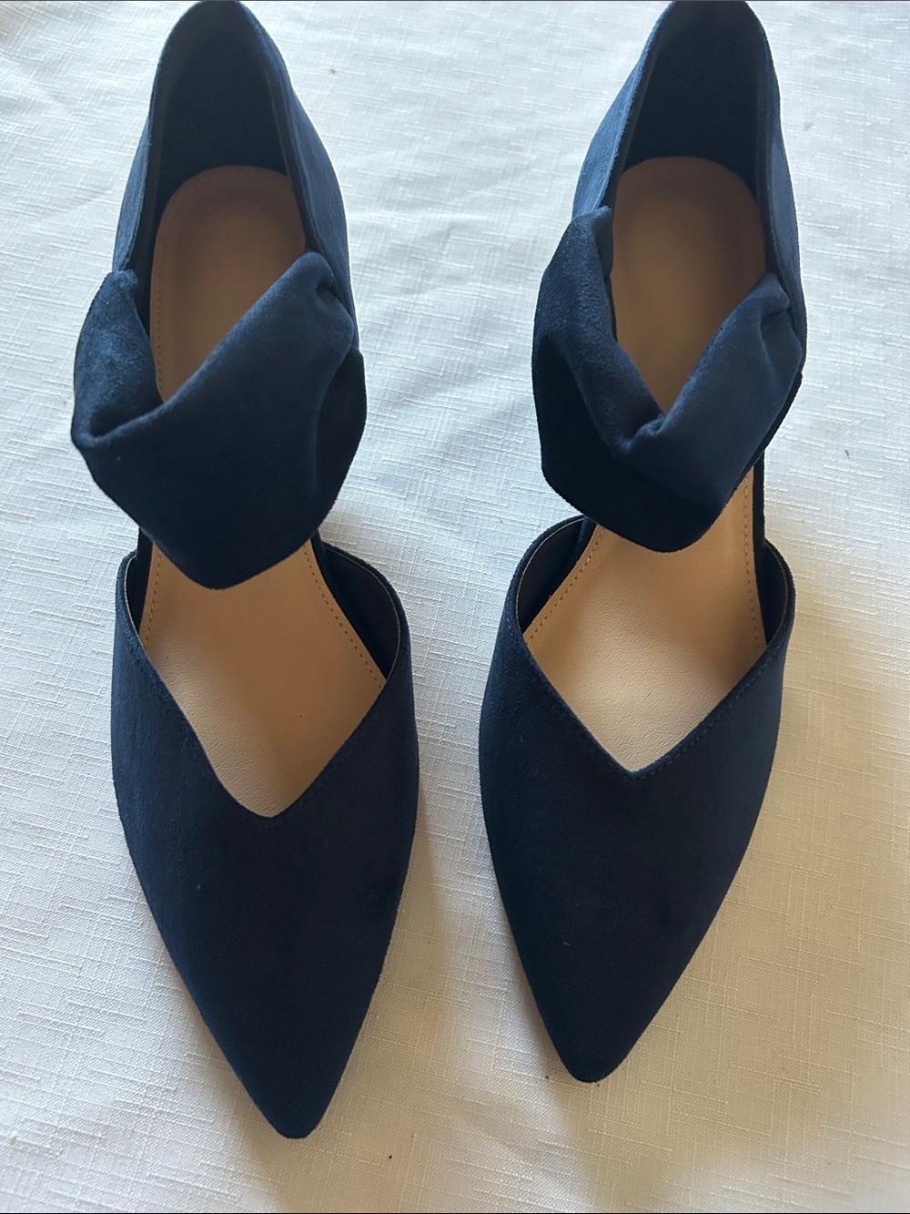 Women’s Pointed Toe Ankle Strap Flats - Navy